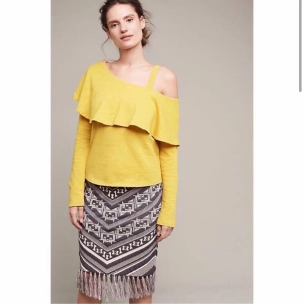 Anthropologie Postmark Cold Shoulder Asymmetric Top Size Small